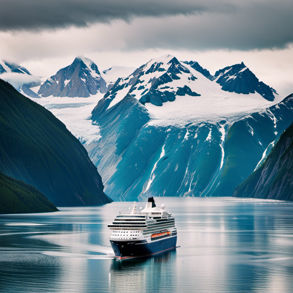 An image showcasing a majestic glacier-carved fjord, its serene waters reflecting towering snow-capped peaks