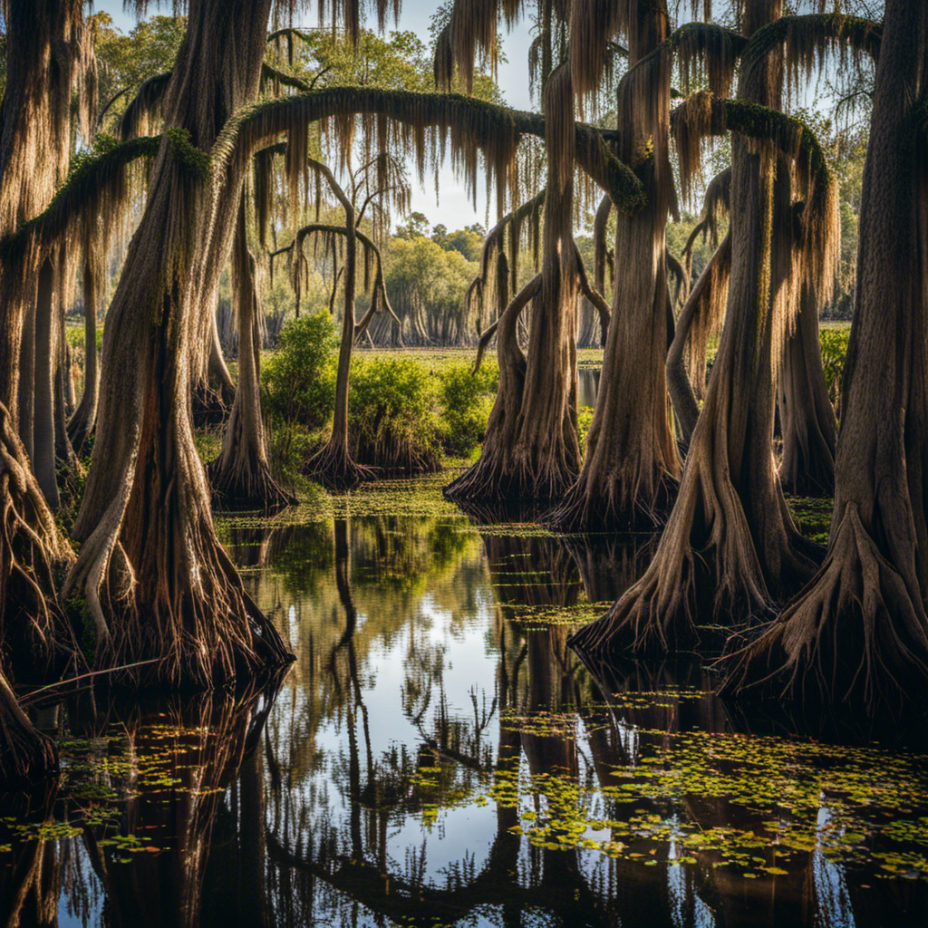 An image capturing the essence of Clyde Butcher's awe-inspiring legacy: a vast, untouched Florida wetland framed by ancient cypress trees, their gnarled roots emerging from the still waters, reflecting the captivating beauty of nature