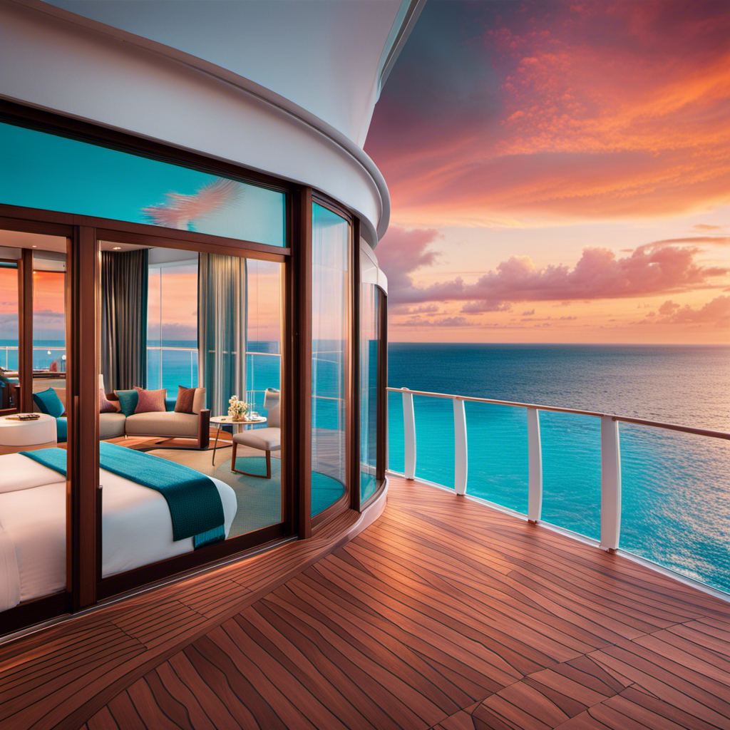 An image showcasing the breathtaking view from a luxurious room on the MSC Seaside cruise ship