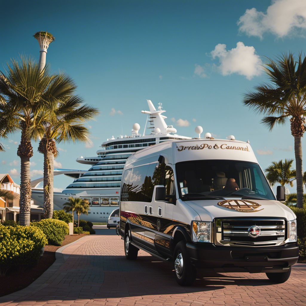 An image showcasing a luxurious hotel situated near the pristine shores of Port Canaveral