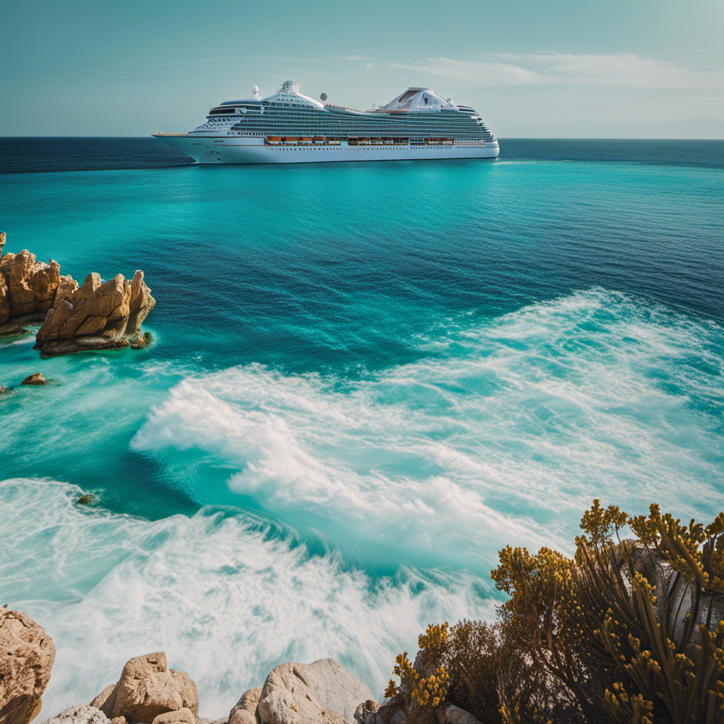 An image showcasing the crystal-clear turquoise waters of the enchanting Mediterranean Sea, adorned with a majestic Costa Cruises ship gliding gracefully through the pristine waves, ready to embark on its exciting Mediterranean itineraries