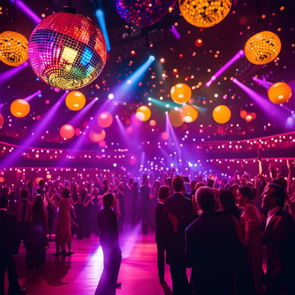 An image showcasing the vibrant ambiance of a cruise ship's entertainment hall during the legendary Tom Jones performances