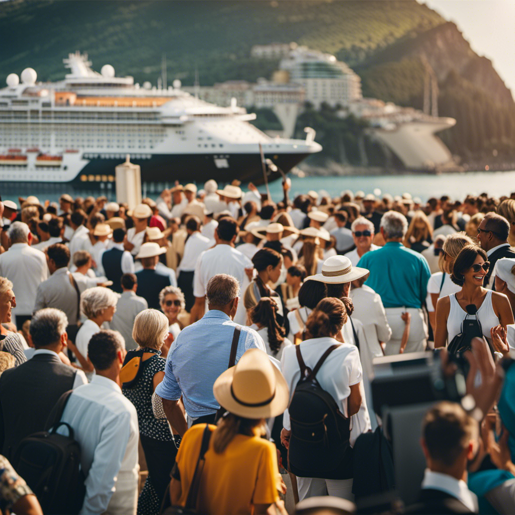 An image capturing the essence of the latest cruise news: Costa Toscana's grandeur, the no-sail order's impact, Barcelona Port's bustling activity, and the industry's evolving landscape