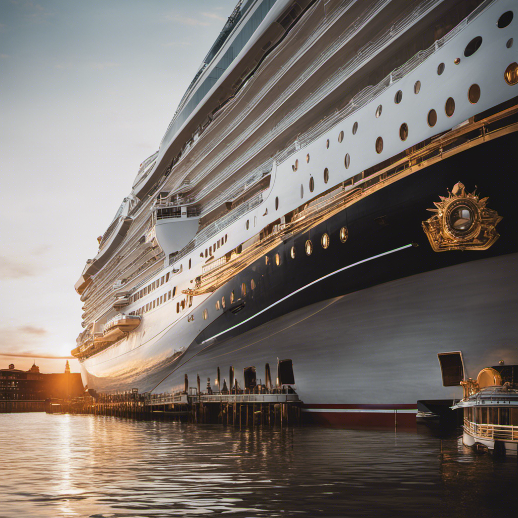 An image capturing the grandeur of a majestic cruise ship elegantly docked at The Wharf in D