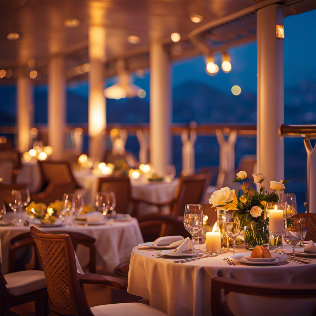 An image capturing the essence of a relaxing evening on a Costa cruise ship, with guests savoring a candlelit dinner on the open-air deck, surrounded by soft, warm Mediterranean hues and the gentle sway of the sea