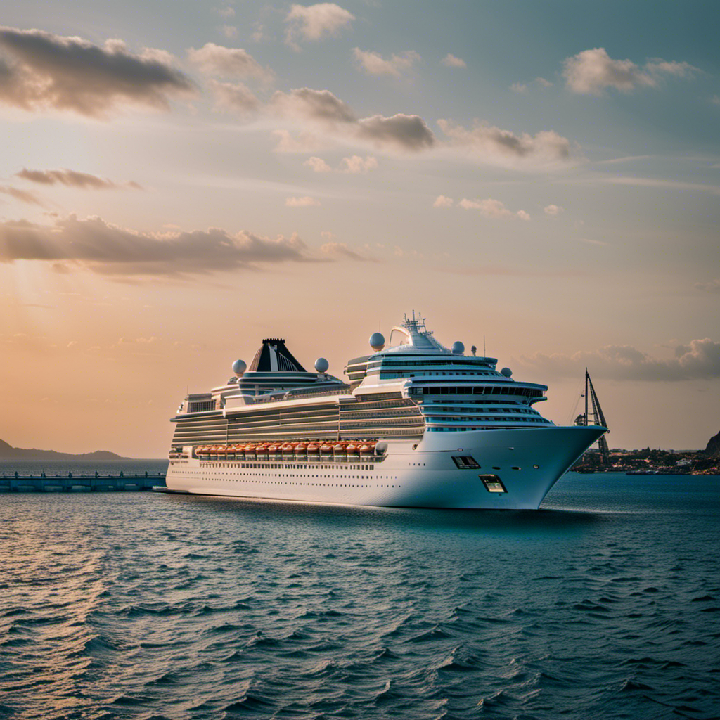 An image showcasing a luxurious cruise ship, divided by a vibrant and unmistakable barrier