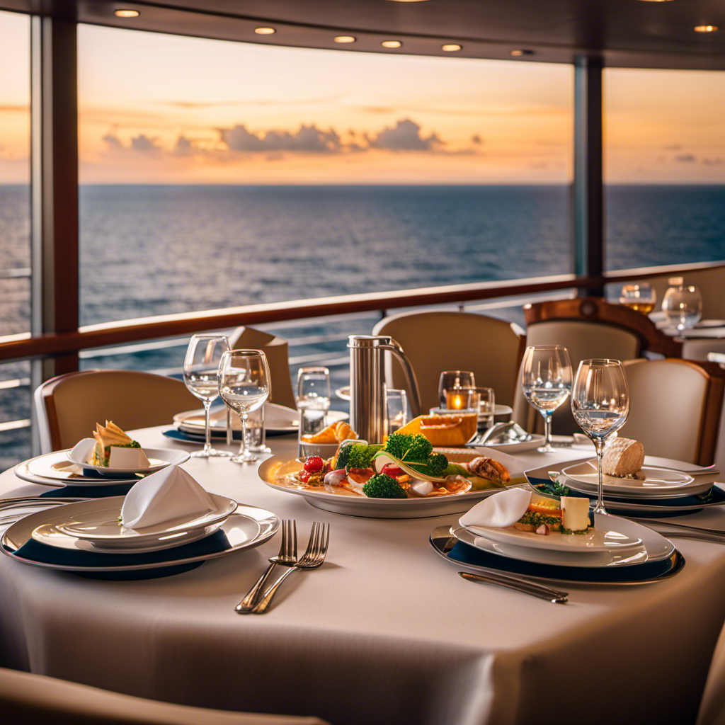 An image showcasing a luxurious dining setting on a Norwegian Cruise Line ship