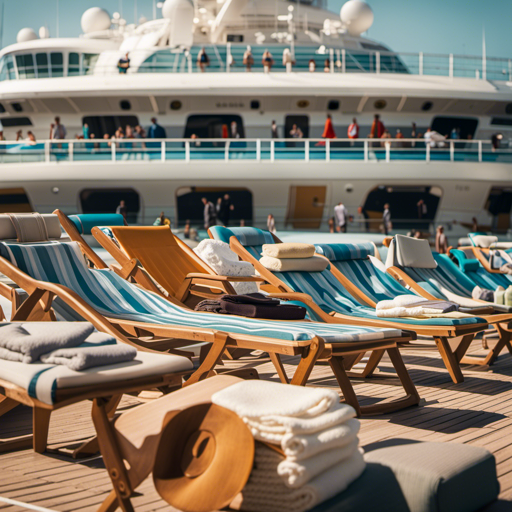 An image capturing the frustration of cruise-goers as deck chairs lay abandoned, covered in towels and personal belongings, while passengers are left to wander in search of a place to relax under the sun