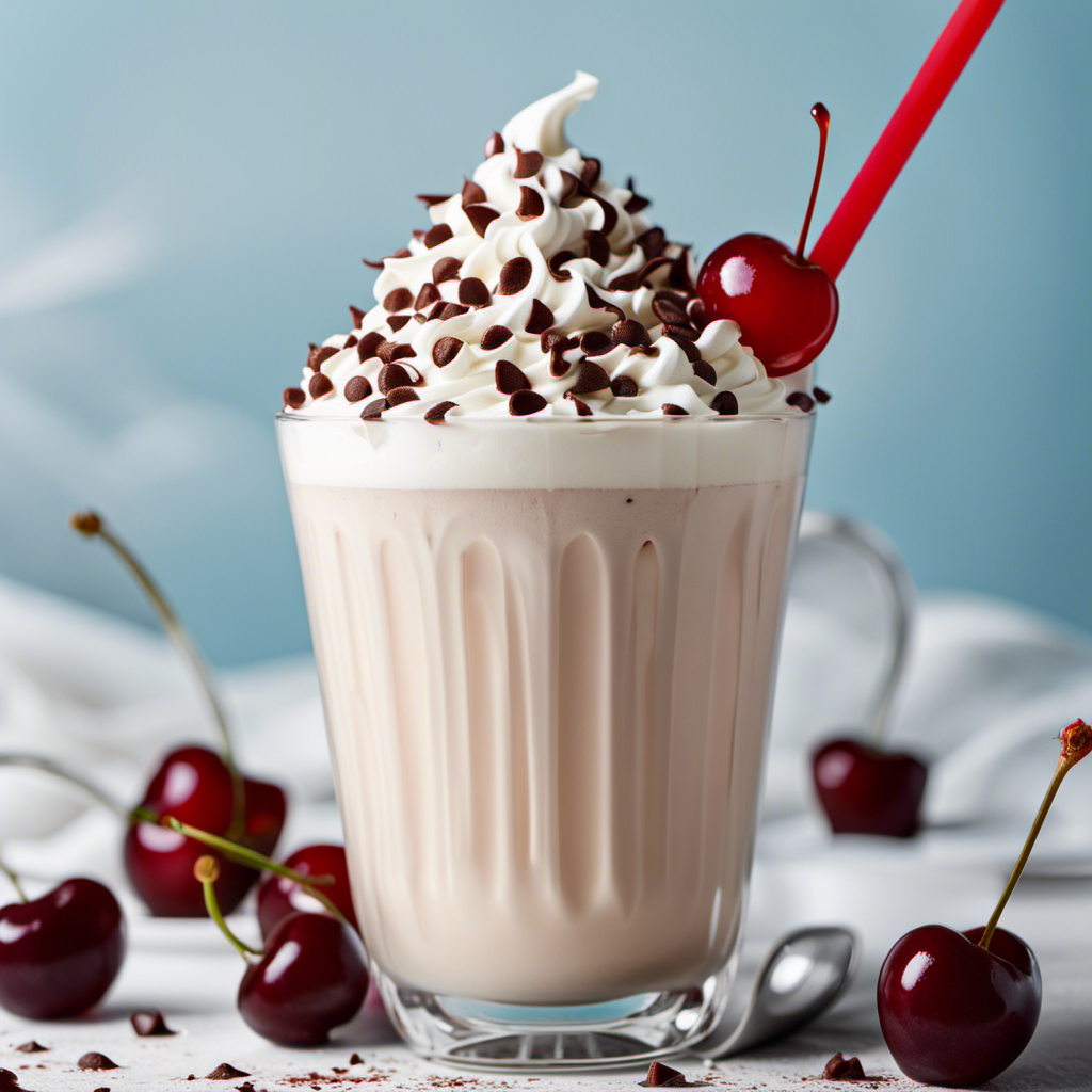 An image that showcases a tall glass overflowing with a rich, velvety milkshake