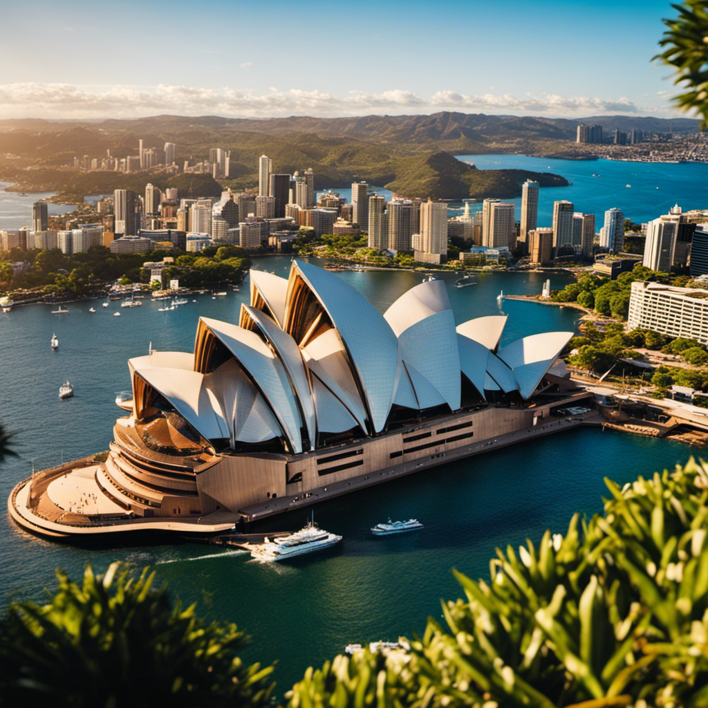 An image showcasing the vibrant colors and breathtaking landscapes of Australia and Hawaii, capturing the iconic landmarks like the Sydney Opera House and Diamond Head, to entice wanderlust in readers