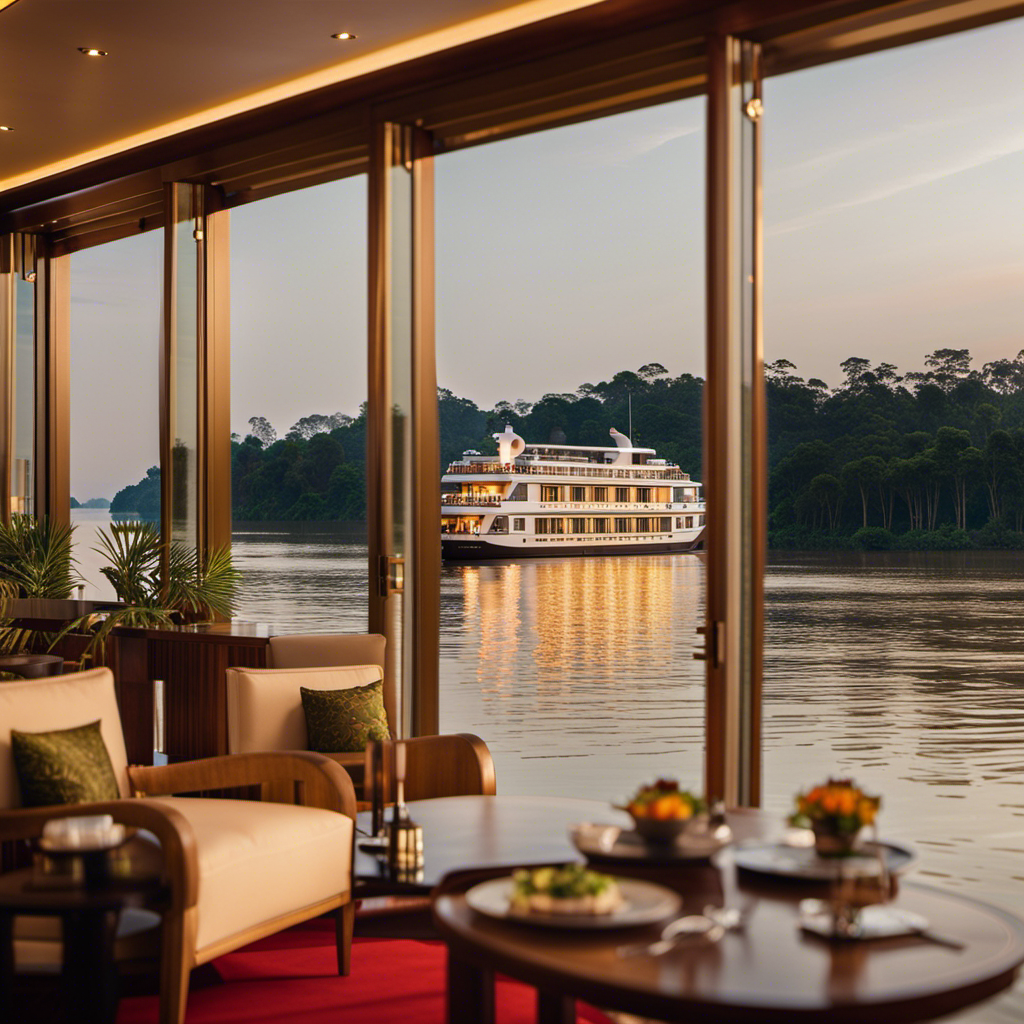 An image showcasing the luxurious Avalon Saigon on the tranquil Mekong River