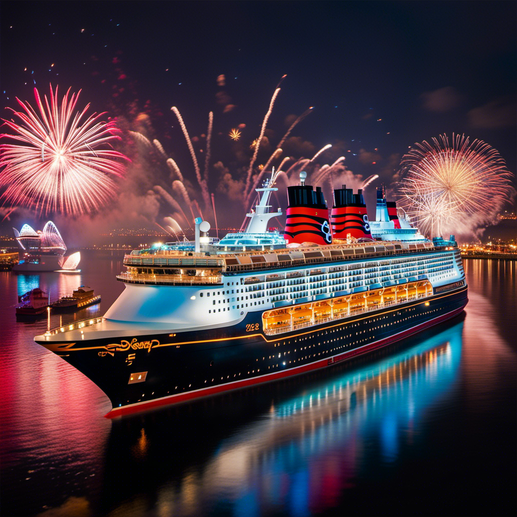 An image showcasing the grandeur of Disney Cruise Line's 25th Anniversary celebration at sea