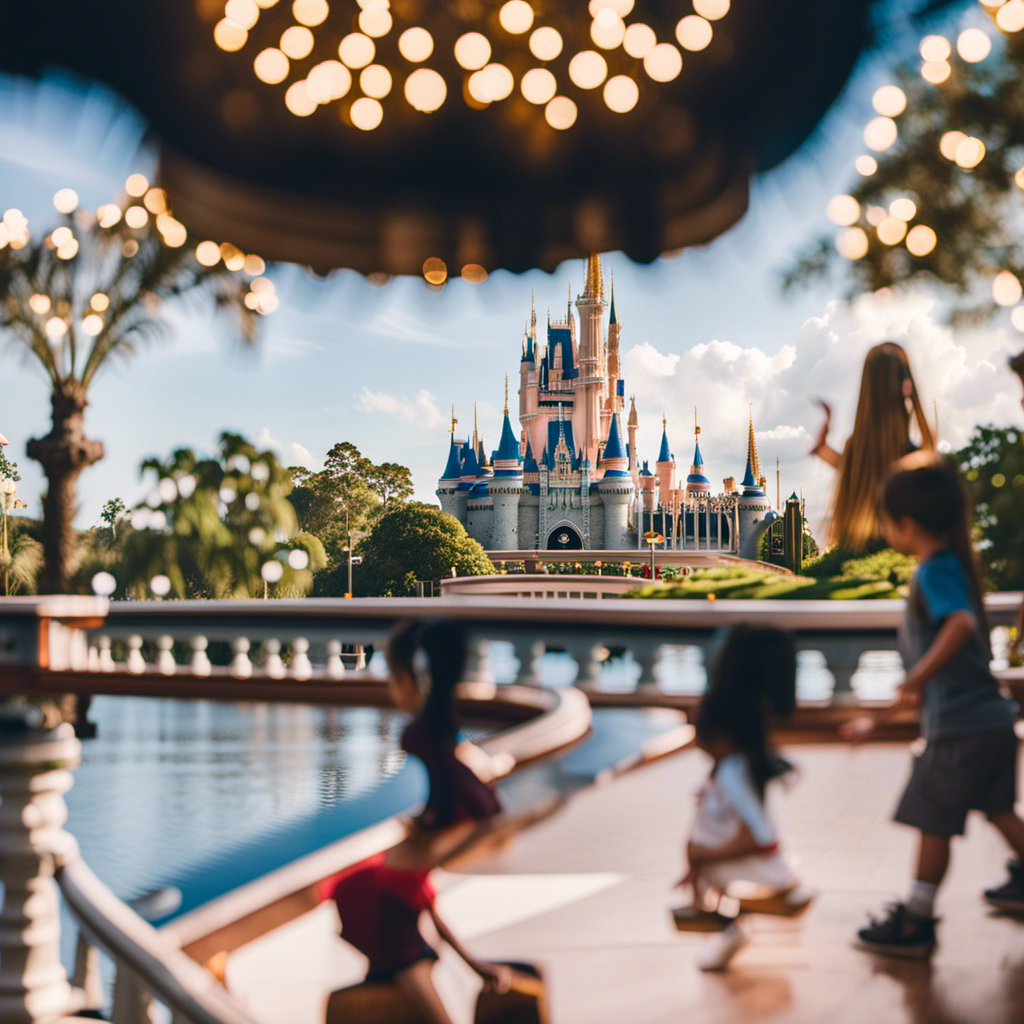 An image showcasing a family joyfully exploring Disney World's iconic Cinderella Castle, while in the background, a Disney Cruise ship sails elegantly, hinting at the enchanting experiences and cost comparisons discussed in the blog post
