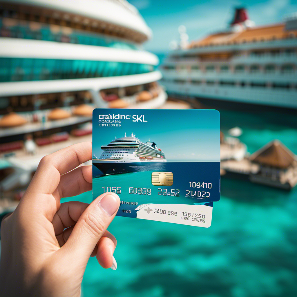 An image capturing the excitement of a luxurious cruise ship sailing through crystal clear turquoise waters, adorned with a diverse range of credit card logos, enticing readers to learn the ultimate secrets to earning maximum points while on a cruise