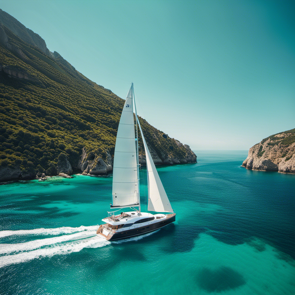 An image showcasing the Emerald Azzurra, a luxurious yacht gliding through the crystal-clear turquoise waters of the Mediterranean Sea