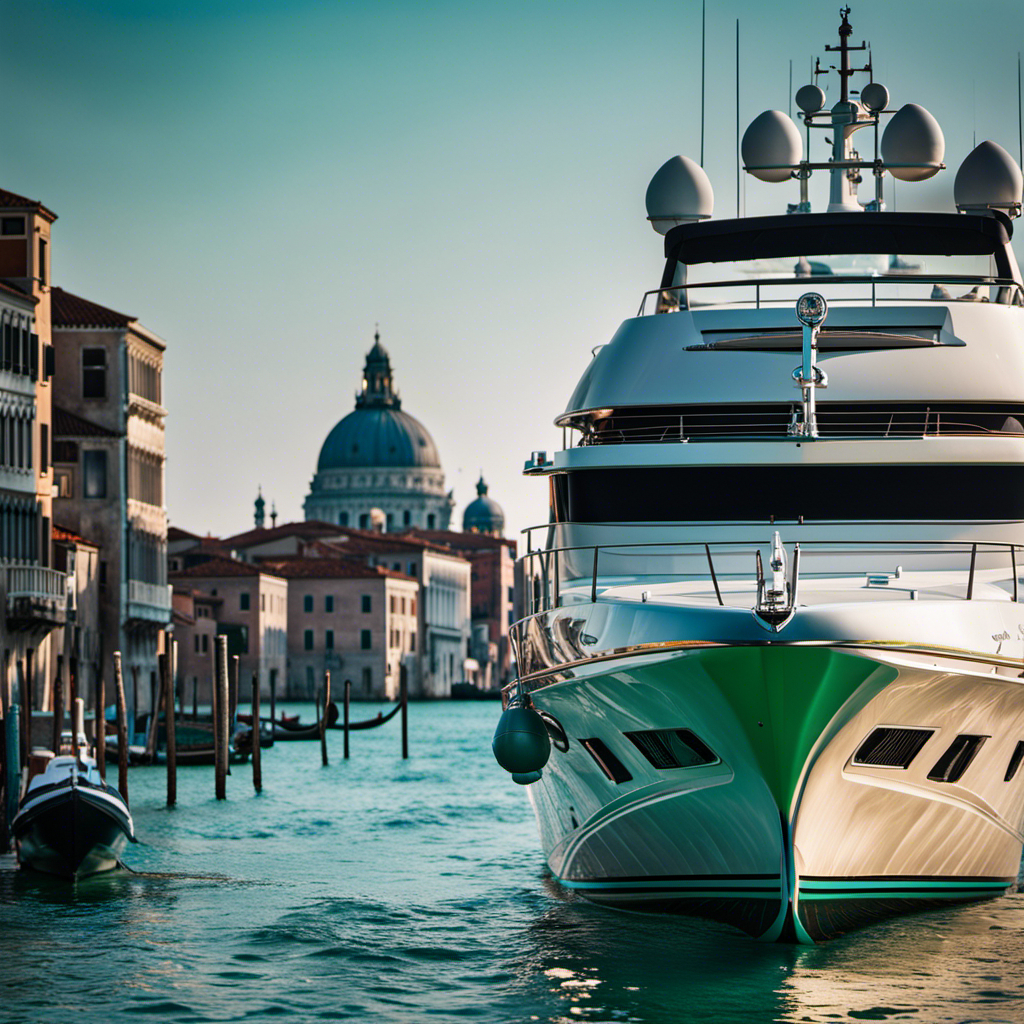 An image capturing the opulence of Emerald Azzurra, anchored in Venice's azure waters