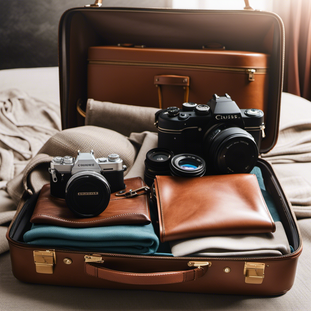 An image showing a perfectly organized suitcase, filled with neatly folded clothes, a compact toiletry bag, a pair of sunglasses, a camera, and a travel guide, ready for an unforgettable cruise adventure