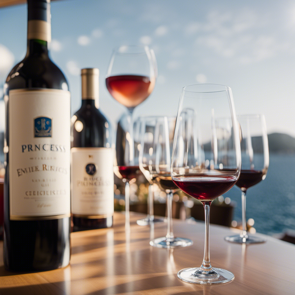 the essence of Princess Cruises' new approach to exploring enriching wines through an image of a sophisticated wine tasting event on board a luxurious cruise ship