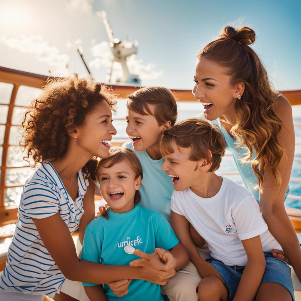 An image showcasing a joyful family aboard an MSC cruise ship, engrossed in engaging activities provided by UNICEF