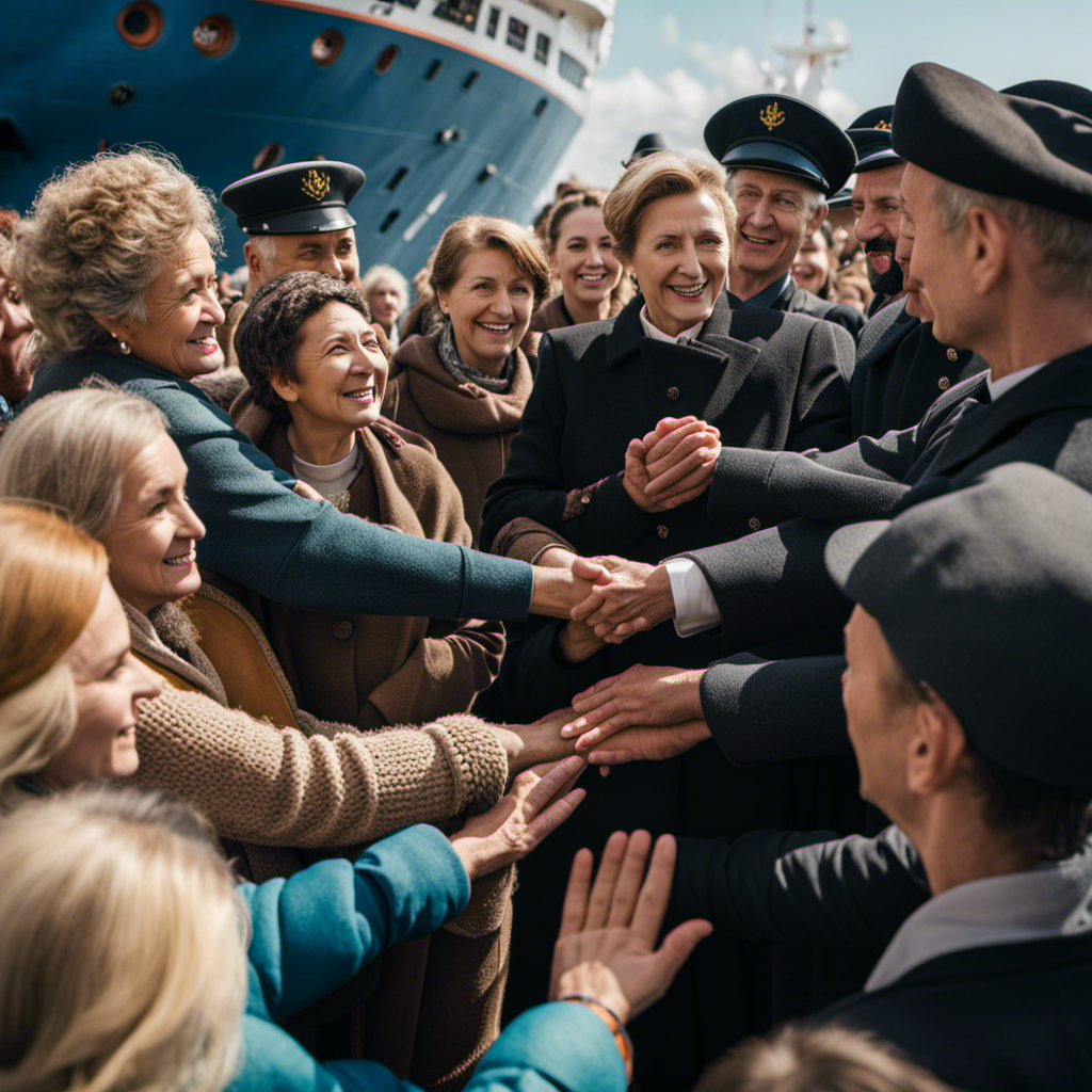 the heartwarming scene of Ukrainian refugees being warmly welcomed on board a Holland America Line ship