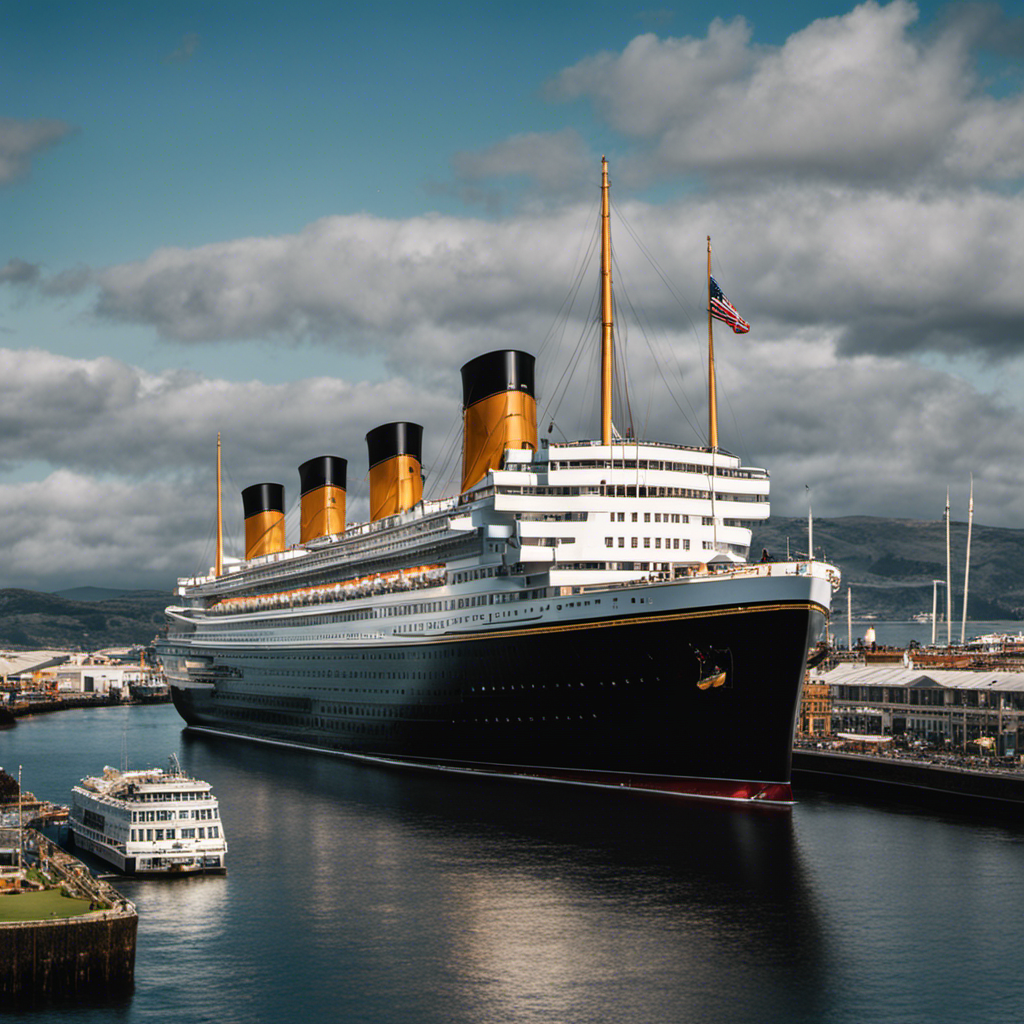 An image showcasing the iconic Titanic standing beside a contemporary cruise ship, highlighting the stark contrast in size