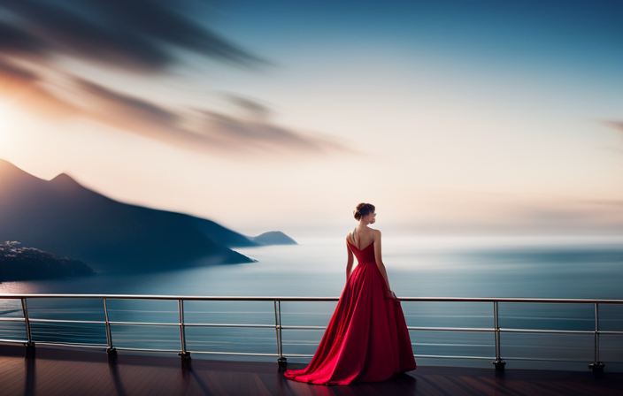 An image showcasing the serene ocean backdrop of a luxurious cruise ship, with a blurred figure stumbling near the ship's edge, capturing the suspense and mystery of how someone might fall overboard