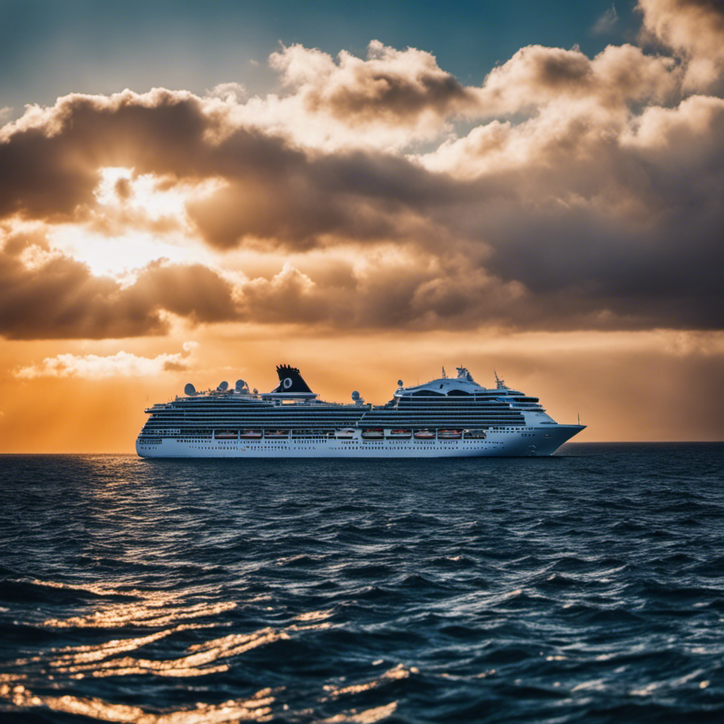 An image showcasing a vast oceanic expanse, dotted with numerous majestic cruise ships of various sizes, each adorned with vibrant colors and distinctive designs, symbolizing the diversity and sheer number of cruise ships traversing the world's waters