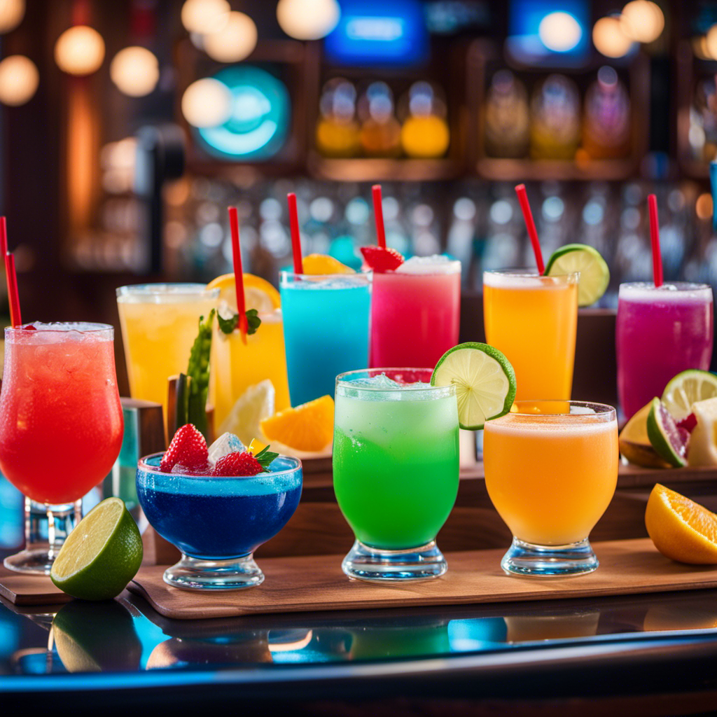 a vibrant, tropical scene overlooking the crystal-clear ocean on a Carnival cruise ship