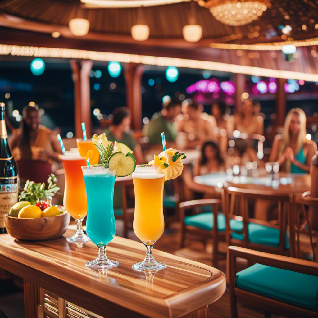 An image showcasing a vibrant poolside bar on a Norwegian Cruise Line ship