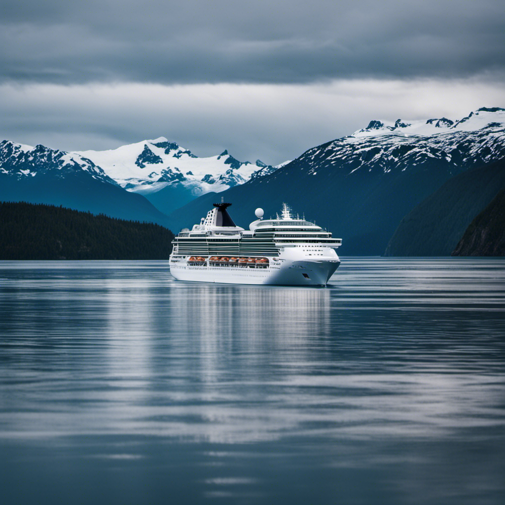 An image of a majestic cruise ship gliding through the pristine icy waters of Alaska's Inside Passage