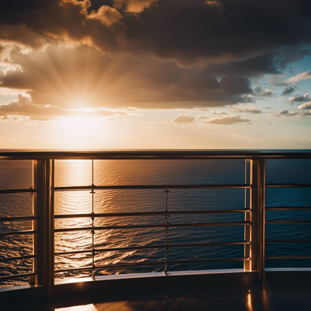 An image showcasing a serene ocean view from a luxurious cruise ship's deck