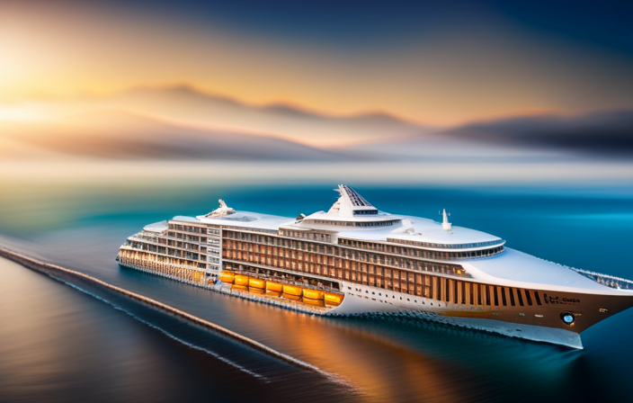 An image showcasing a luxurious, state-of-the-art Royal Caribbean cruise ship sailing across crystal-clear turquoise waters, surrounded by breathtaking tropical islands and vibrant coral reefs, inviting readers to discover the irresistible allure of the Royal Caribbean World Cruise