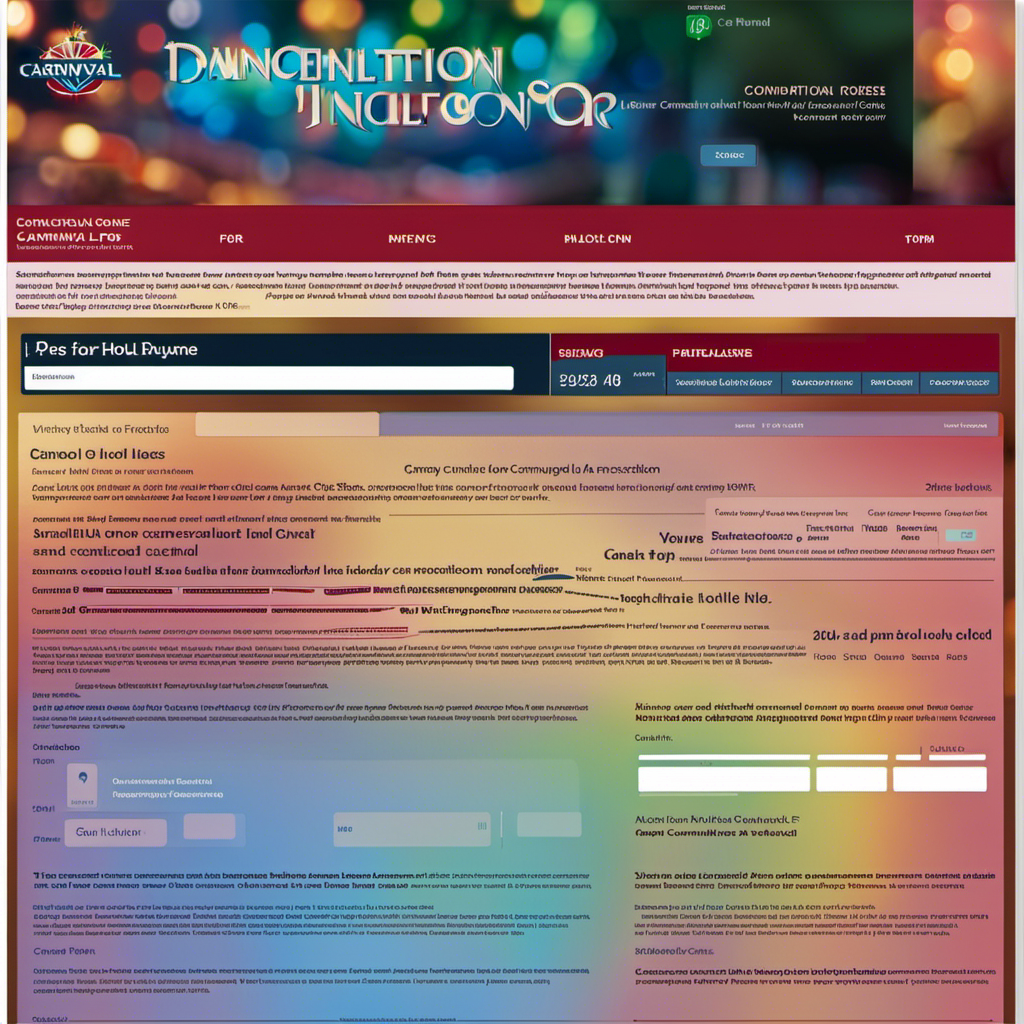 An image with a computer screen displaying a user-friendly cancellation form from the Carnival Cruise website