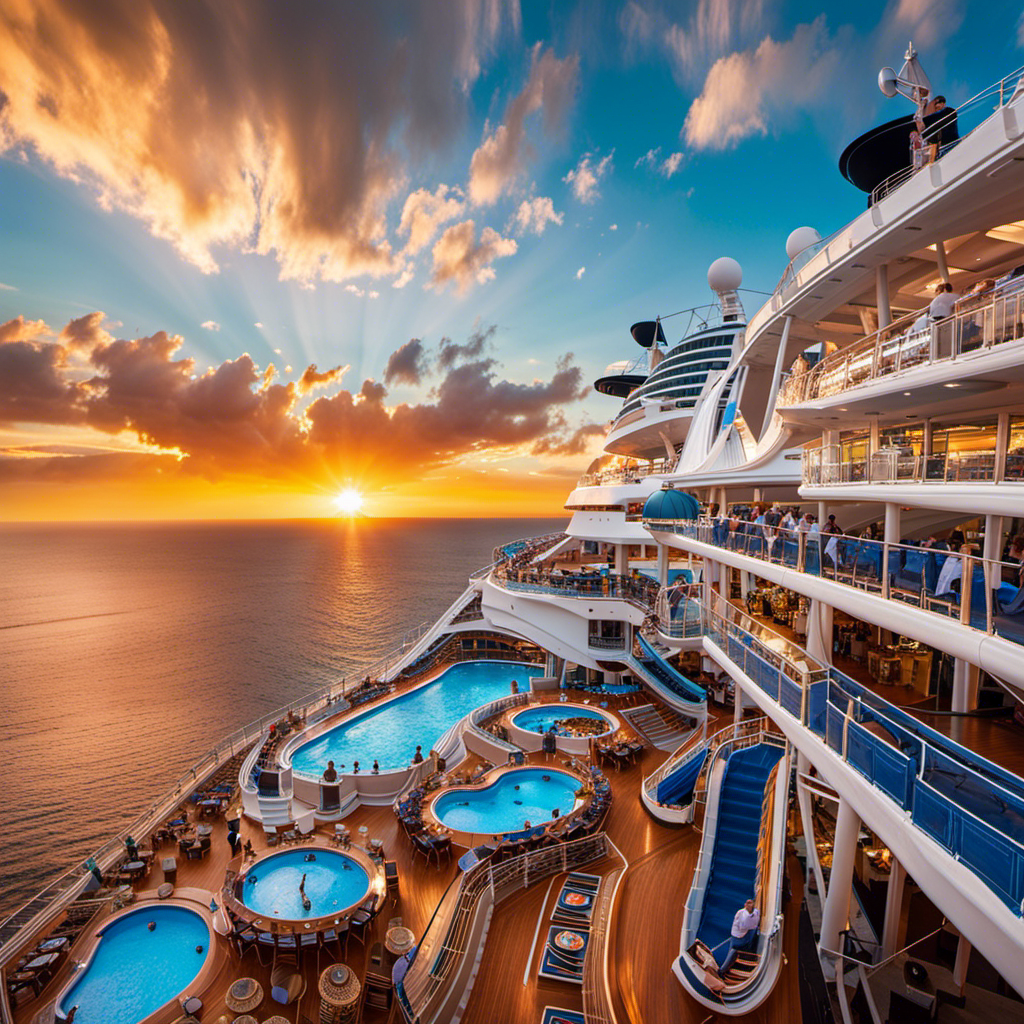 An image showcasing the exhilarating top deck attractions of the Icon of the Seas cruise ship