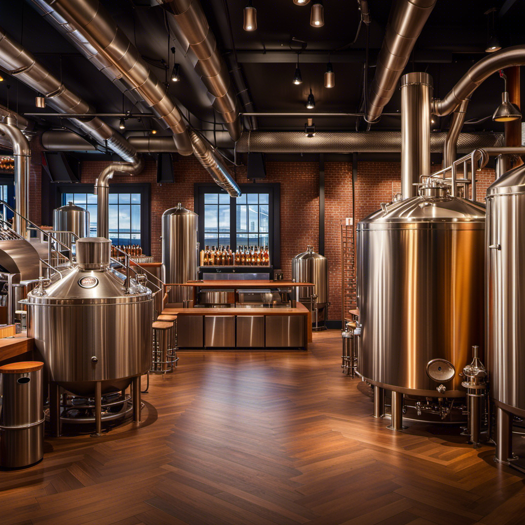 An image that showcases the vibrant and inviting atmosphere of Carnival Horizon's new Craft Beers and Smokehouse|Brewhouse, featuring a rustic yet modern space adorned with stainless steel brewing equipment and a variety of colorful craft beer taps