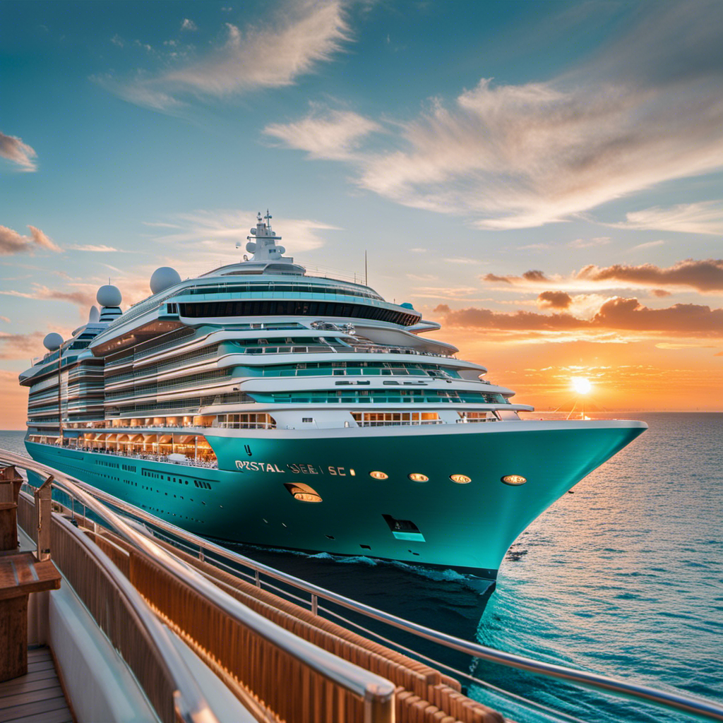 An image showcasing a luxurious cruise ship sailing on crystal-clear turquoise waters, with the Rolex Boutique at Sea nestled on board