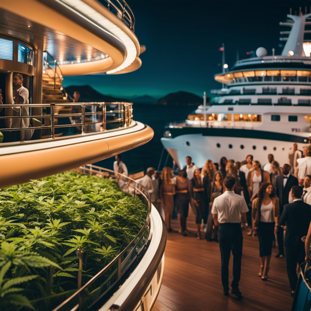An image that showcases a luxurious cruise ship with a clear, designated smoking area on the deck