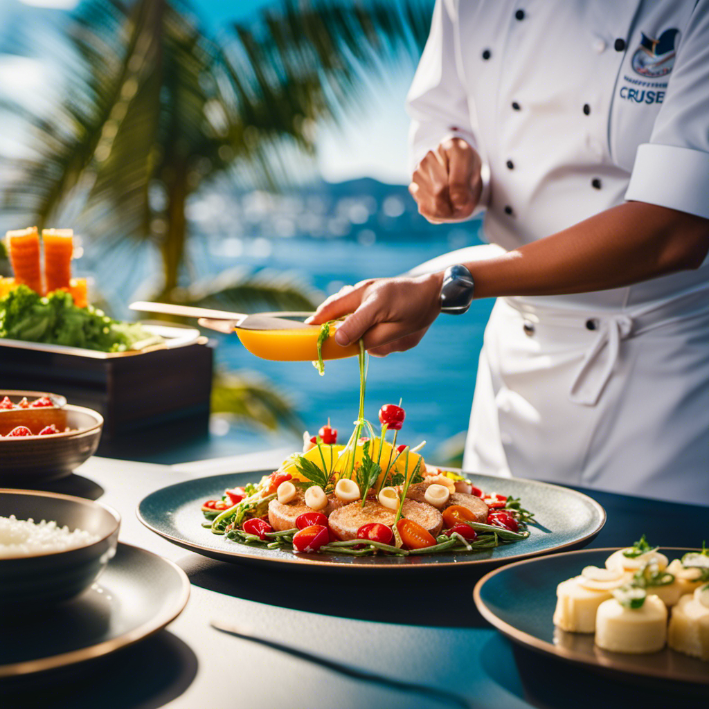 An image showcasing the vibrant culinary journey of MasterChef Cruise: A Culinary Adventure at Sea