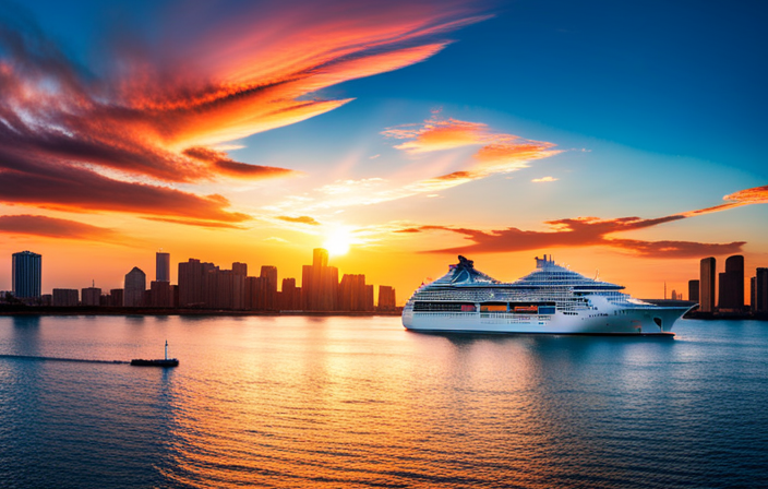 An image showcasing the iconic Miami Dolphins' aqua and orange colors blending seamlessly with the vibrant blue of an MSC Cruises ship, symbolizing the powerful partnership between the two winning entities