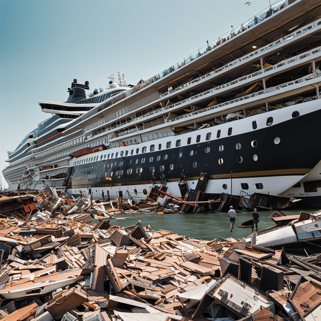 An image capturing the aftermath of the Msc Opera Cruise Ship crash at San Basilio Terminal in Venice