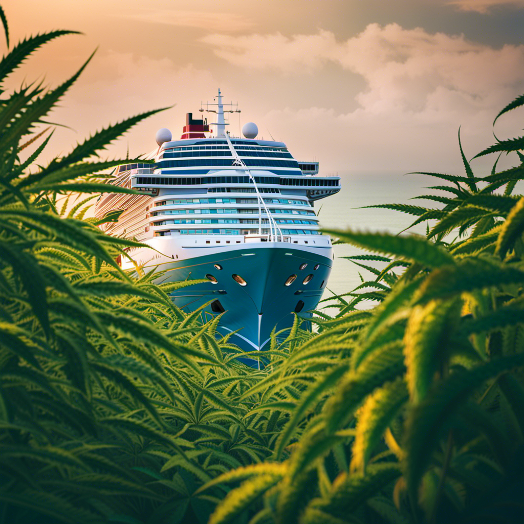 Create an image capturing the essence of the article "Navigating the Confusion: CBD on Cruise Ships" using vibrant colors