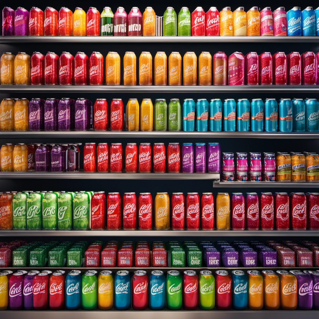 An image showcasing NCL's revised soda drink packages and pricing, featuring vibrant cans and bottles neatly arranged on a sleek counter, with price tags clearly displayed and a refreshing condensation effect on the containers