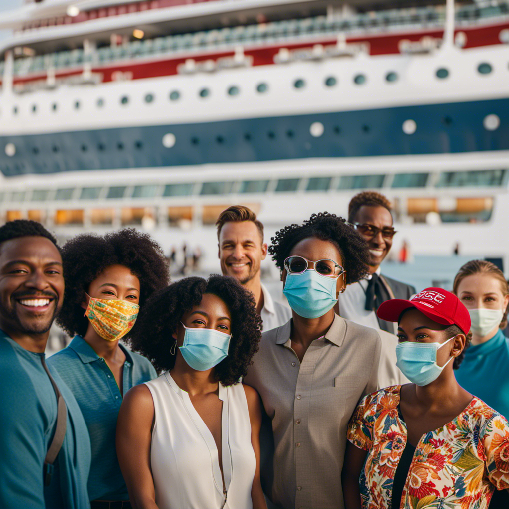 An image of a diverse group of smiling passengers, boarding an NCL cruise ship