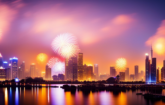 the vibrant essence of New Year celebrations and thrilling travel experiences with an image showcasing a bustling cityscape adorned with dazzling fireworks, illuminated landmarks, and jubilant crowds reveling in the festive atmosphere
