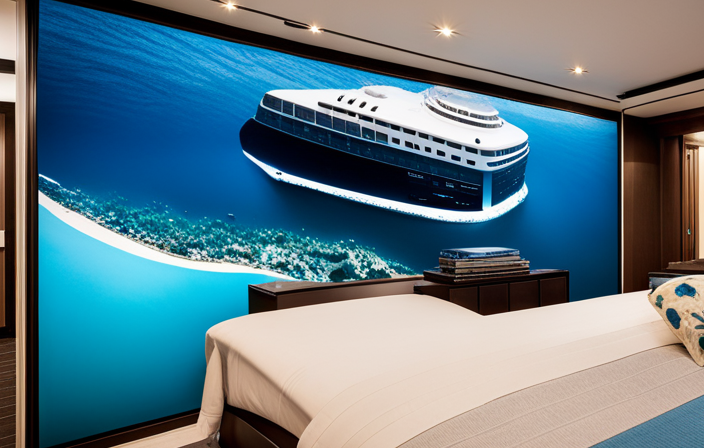 An image showcasing the majestic Norwegian Bliss cruise ship sailing through the pristine waters of Alaska, with Wyland's breathtaking hull art on full display: a captivating marine mural featuring vibrant marine life and awe-inspiring landscapes