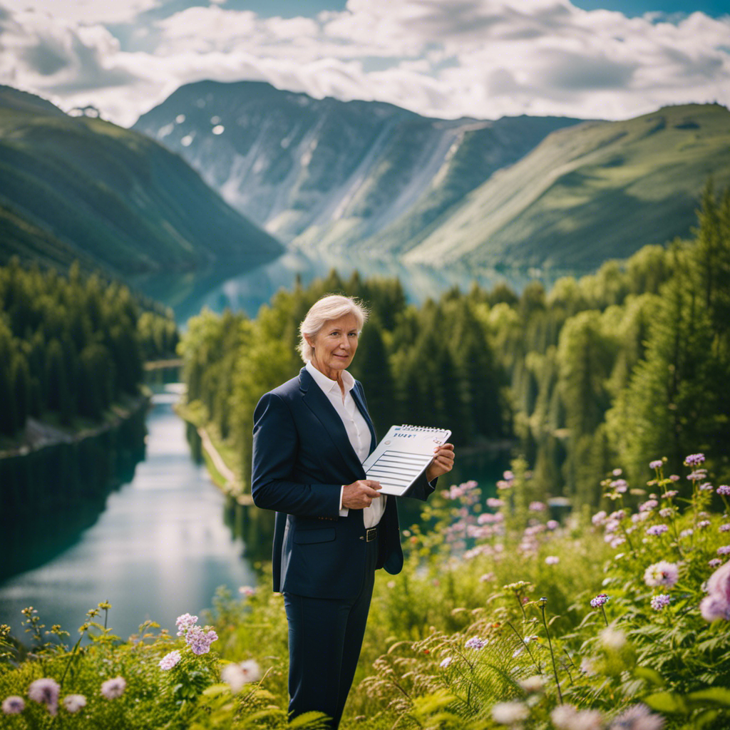 An image showcasing a determined Norwegian CEO standing tall amid a backdrop of vibrant summer scenery, confidently holding a calendar marked with crossed-out CDC guidelines, symbolizing defiance and a potential revival of activities