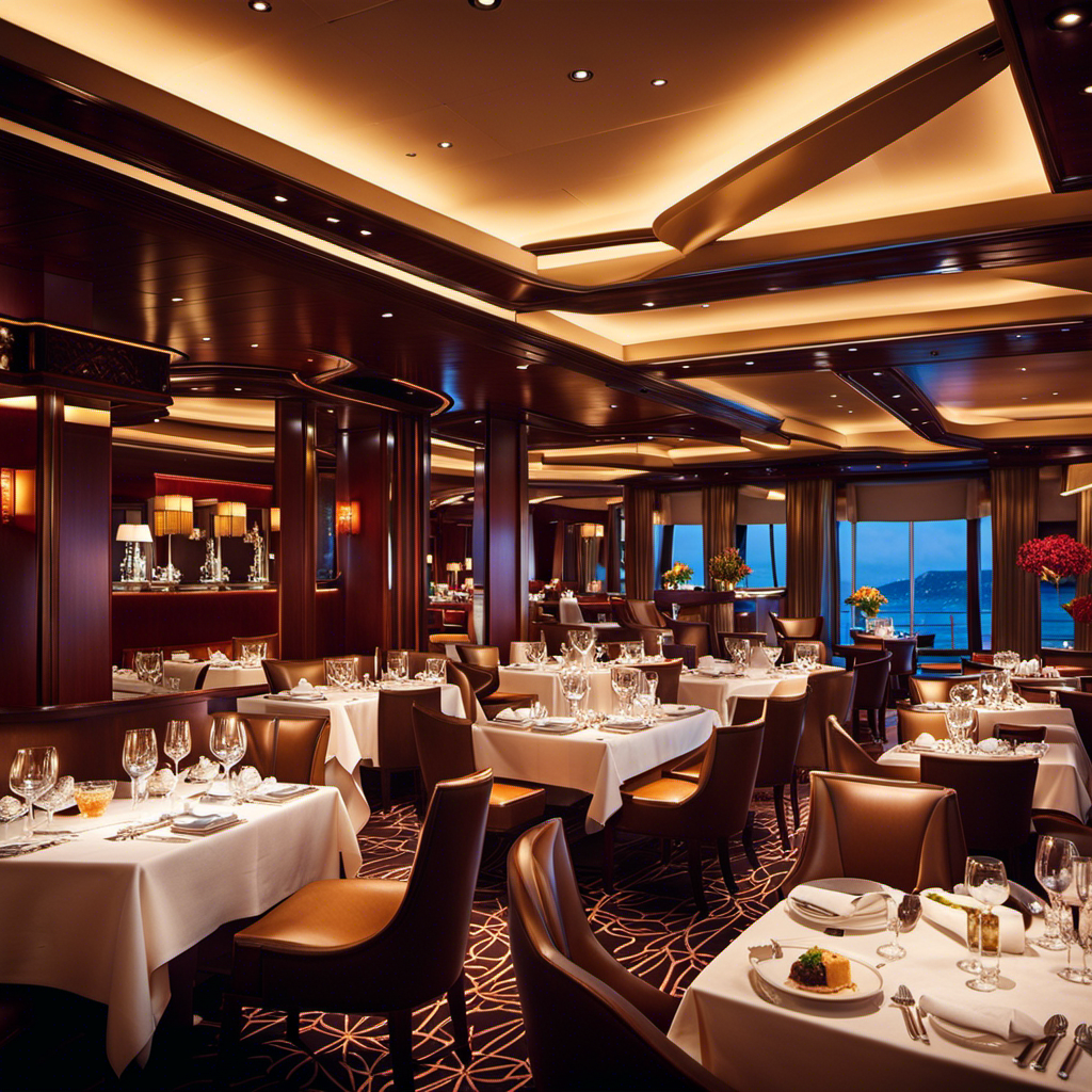 An image showcasing a luxurious dining experience aboard a Norwegian Cruise Line ship