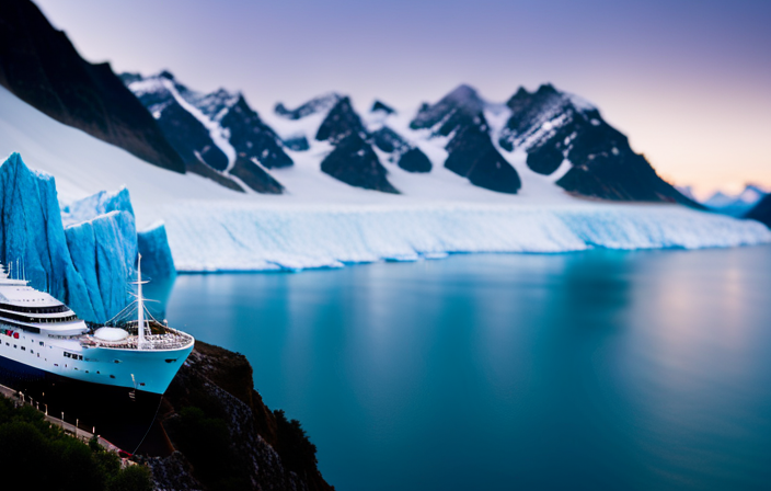 An image showcasing a majestic Alaskan glacier surrounded by towering snow-capped mountains, a charming Mediterranean village perched on a cliff overlooking turquoise waters, and a luxurious Princess Cruises ship sailing through sparkling waves