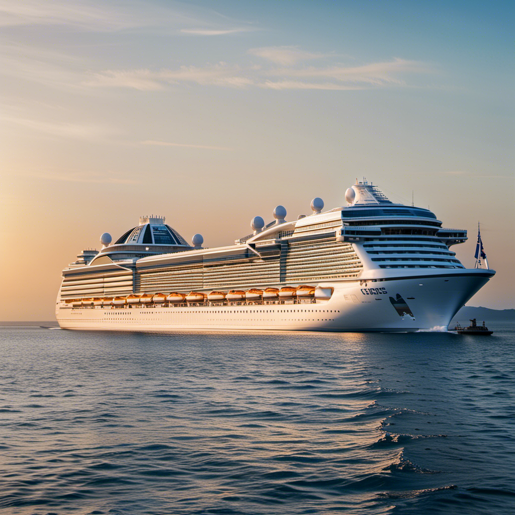 An image showcasing a majestic Princess Cruises ship gracefully sailing on the horizon, while two elegant vessels are seen departing, symbolizing the fleet streamlining efforts