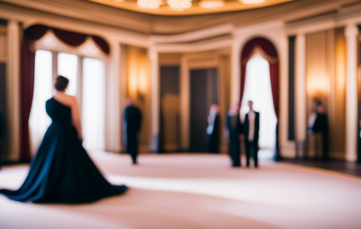 An image that captures the opulence of Queen Anne's Exclusive Art Collection and Cunard's Heritage: a lavish ballroom adorned with priceless paintings, chandeliers casting a warm glow, and elegant guests immersed in the grandeur